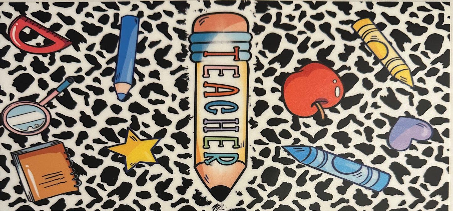 Teacher w/ Suplies & Cow Print