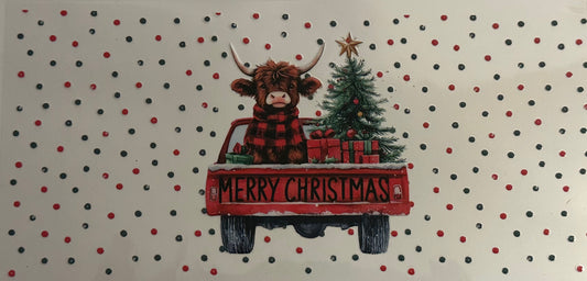 Highland Cow in Truck