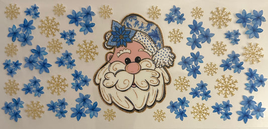 Santa w/ Blue Flowers/Snowflakes