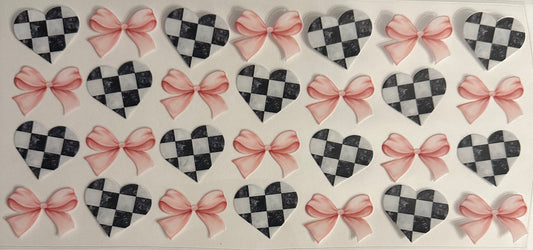 Pink Bows & Checkered Hearts