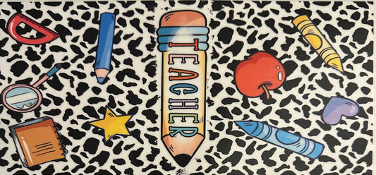 Teacher w/ Suplies & Cow Print